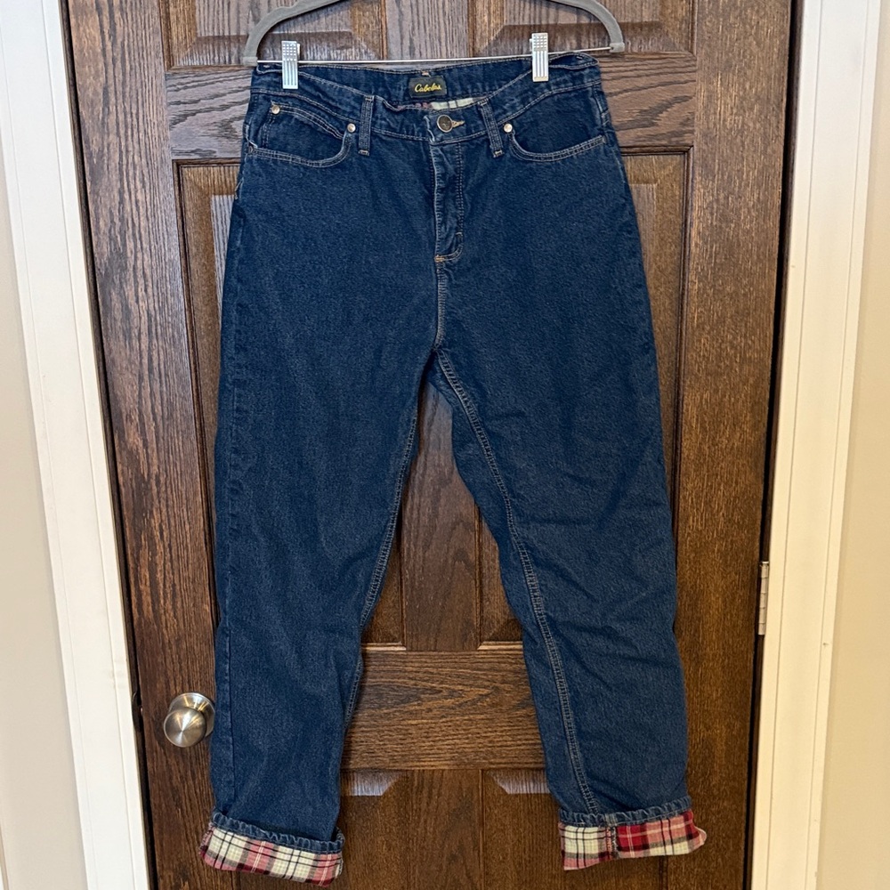 Cabela's Dark Blue Straight Leg Flannel Lined Jeans Size 10 Regular